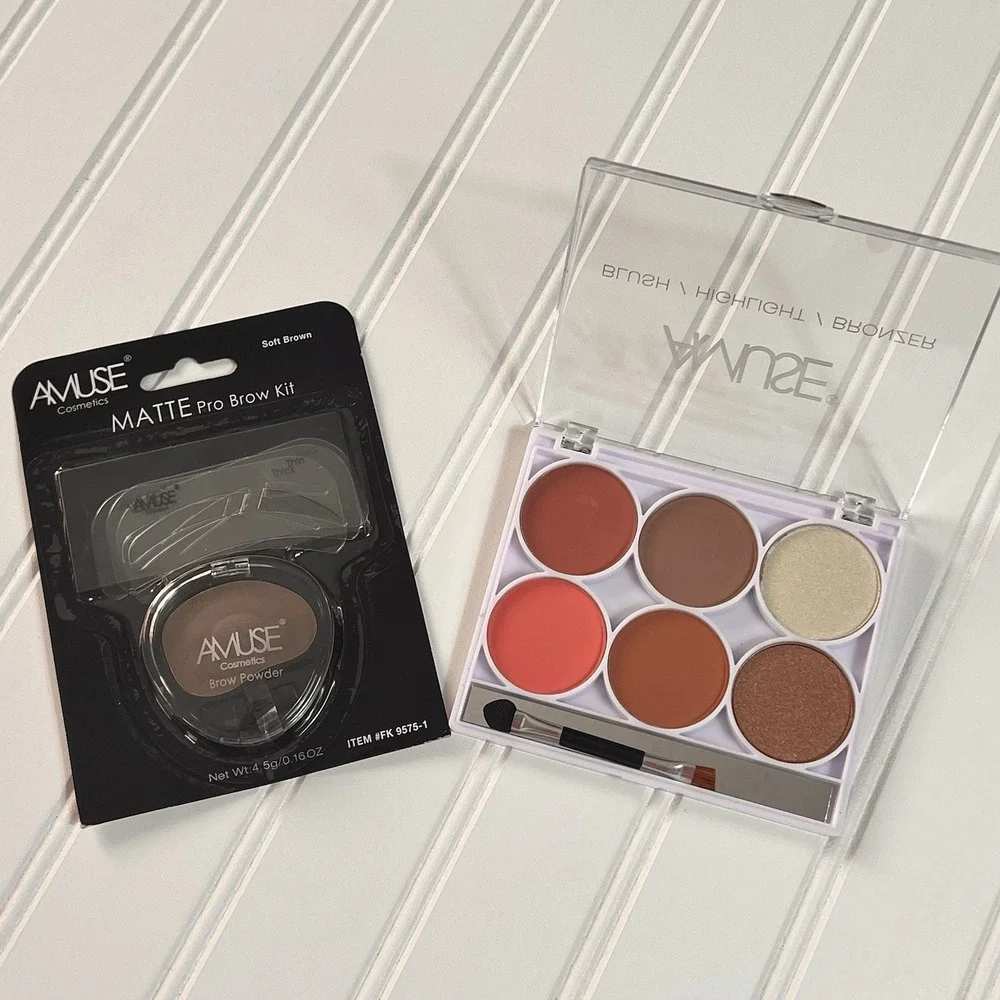 Bundle AMUSE Cosmetics Blush / Highlight / Brozer Palette +‎ Matte Pro Brow